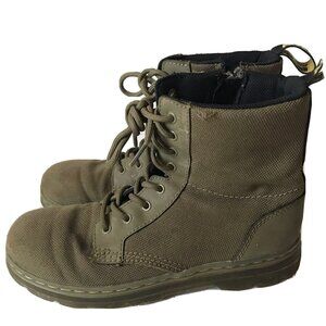 Dr Martens Combs combat army‎ canvas tech boots olive green lace up zip Kid 4M/5